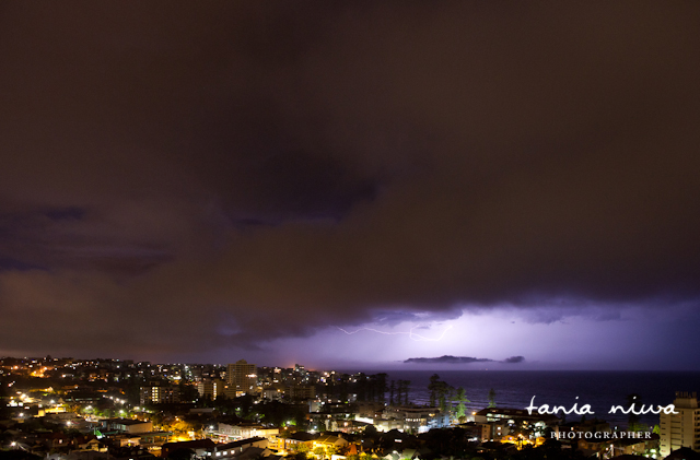 Lightening Storm near Manly, on Sydney's Northern Beaches by Tania Niwa Photographer copyright 2012